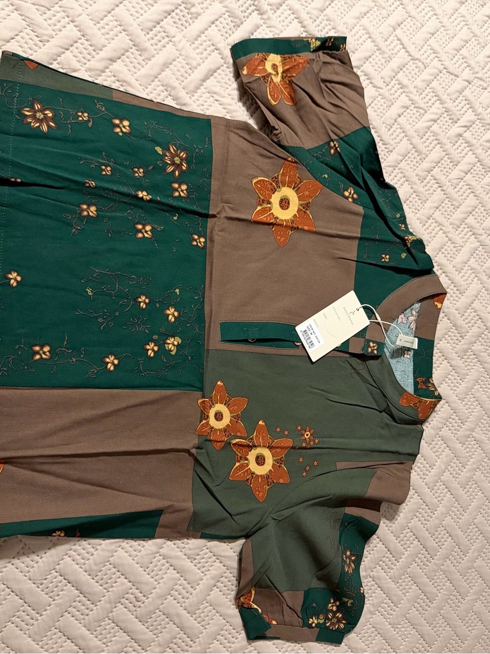 NWT ADDCONFDT Vintage Patchwork Floral 2-Piece Set Green Brown - Size M - Picture 2 of 4
